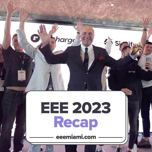 Absolute Web team with Kevin O'Leary on stage at EEE Miami 2023