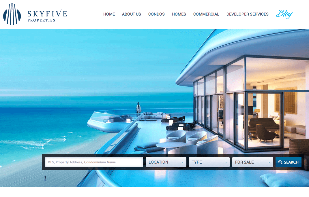 Our WordPress Design Team Creates Custom Real Estate Site for Sky Five Properties