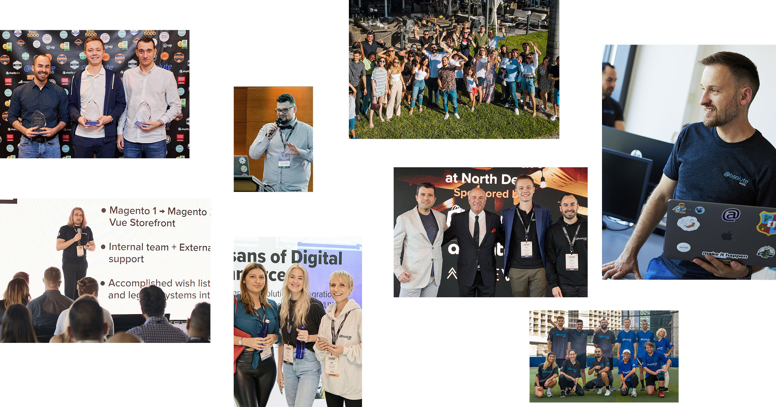 Multiple images of Absolute Web team
